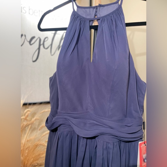 NWT - A-line Scoop Chiffon Cocktail Dress With Ruffle - Picture 10 of 16